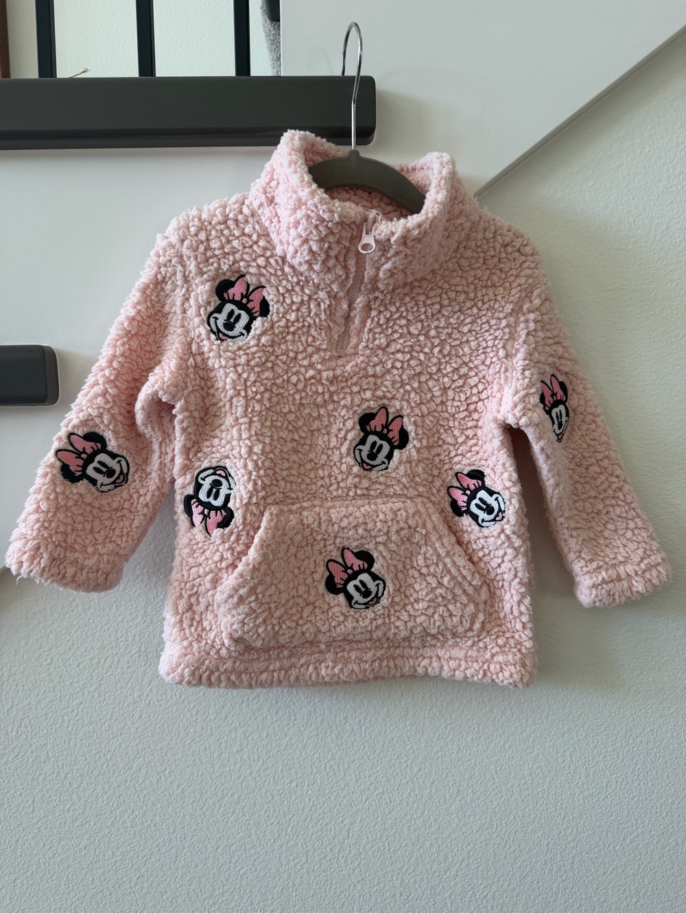 Minnie Mouse Pink Sherpa Pullover with Character Embroidery - Kids